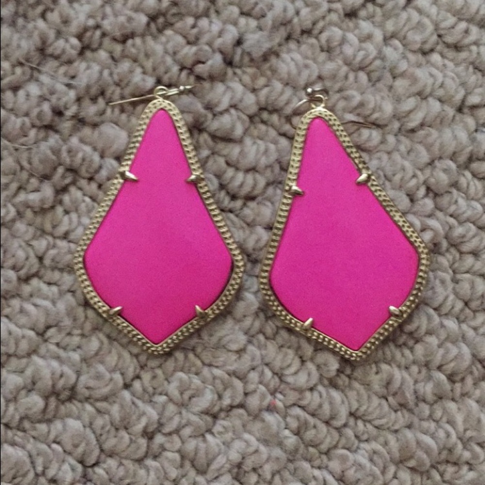 Kendra Scott Hot Pink and Gold Statement Dangle Earrings